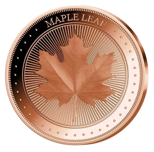 1 UNZE KUPFER - MÜNZE - KANADA MAPLE LEAF - KUPFERBARREN