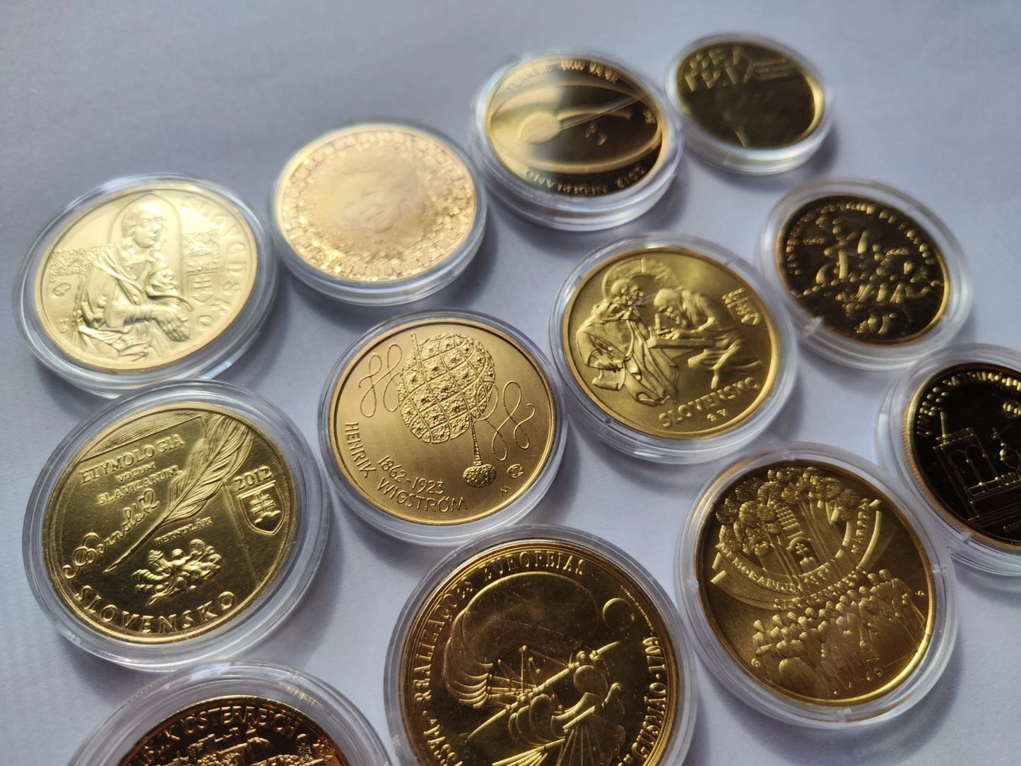 Diverse Euro Silbermünzen - Europa - 24 Karat vergoldet - schöne Sammlung