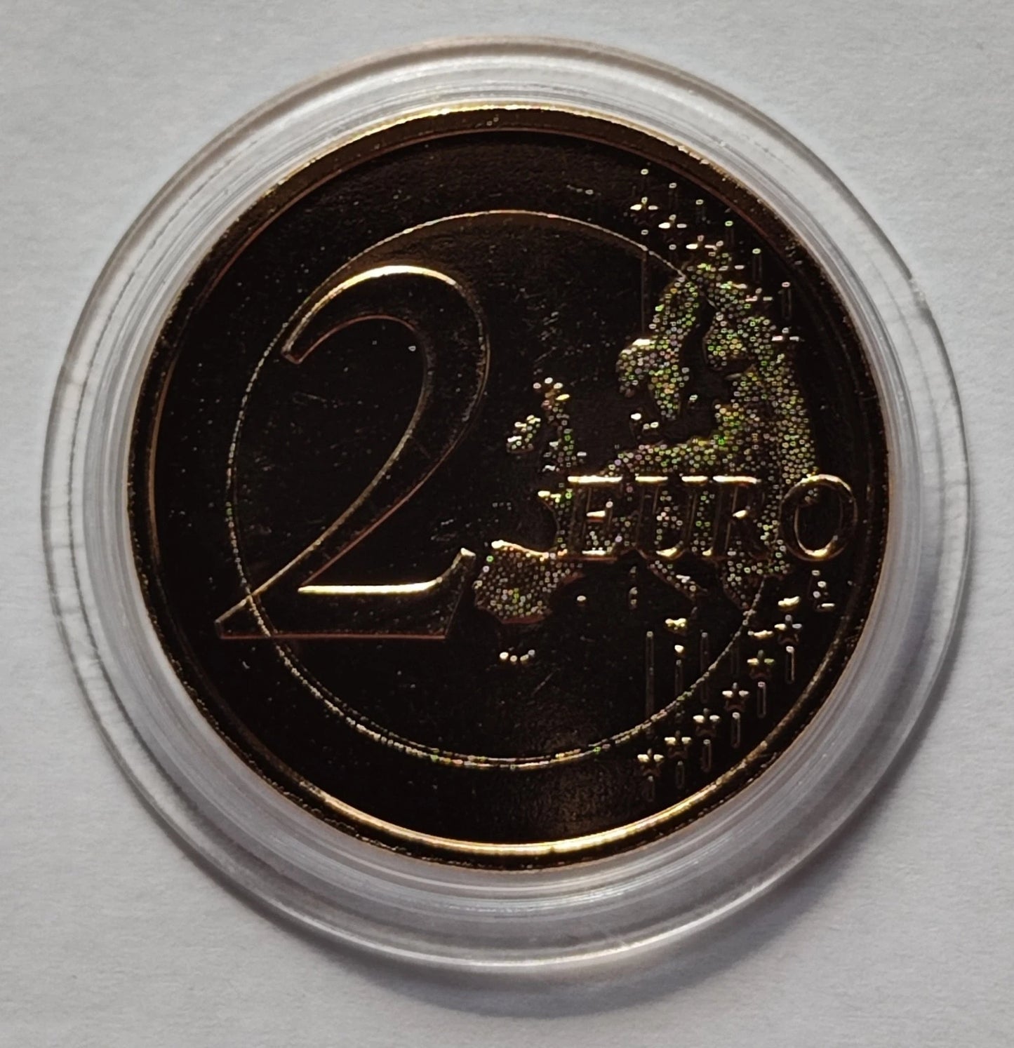 2 Euro Münze - Vatikan -  Papst Benedikt XVI. - koloriert & vergoldet