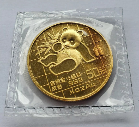 1/2 UNZE 999 GOLD - CHINA PANDA BÄR 1989 - GOLDMÜNZE