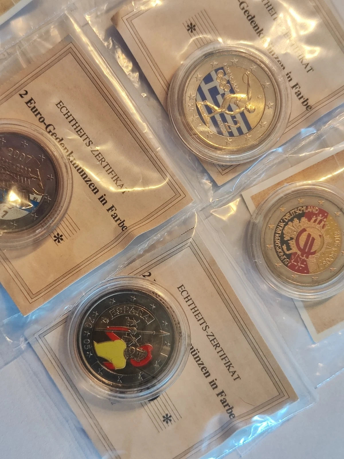 6 x 2 Euro Münze - Europa - koloriert