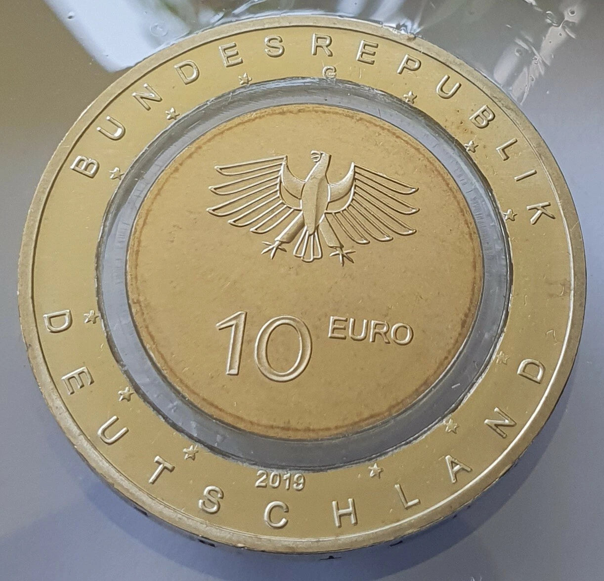 10 EURO MÜNZE - IN DER LUFT 2019 - POLYMERRING - KOLORIERT