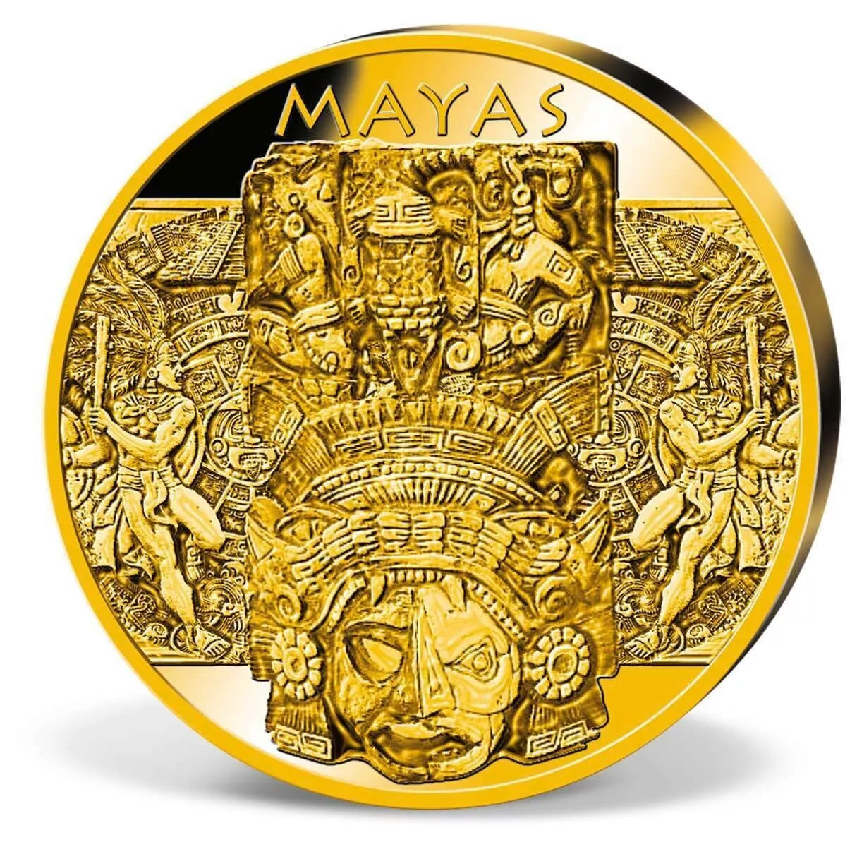 MEDAILLE - MAYA KALENDER / AZTEKEN / SONNENSCHEIBE - KOLORIERT