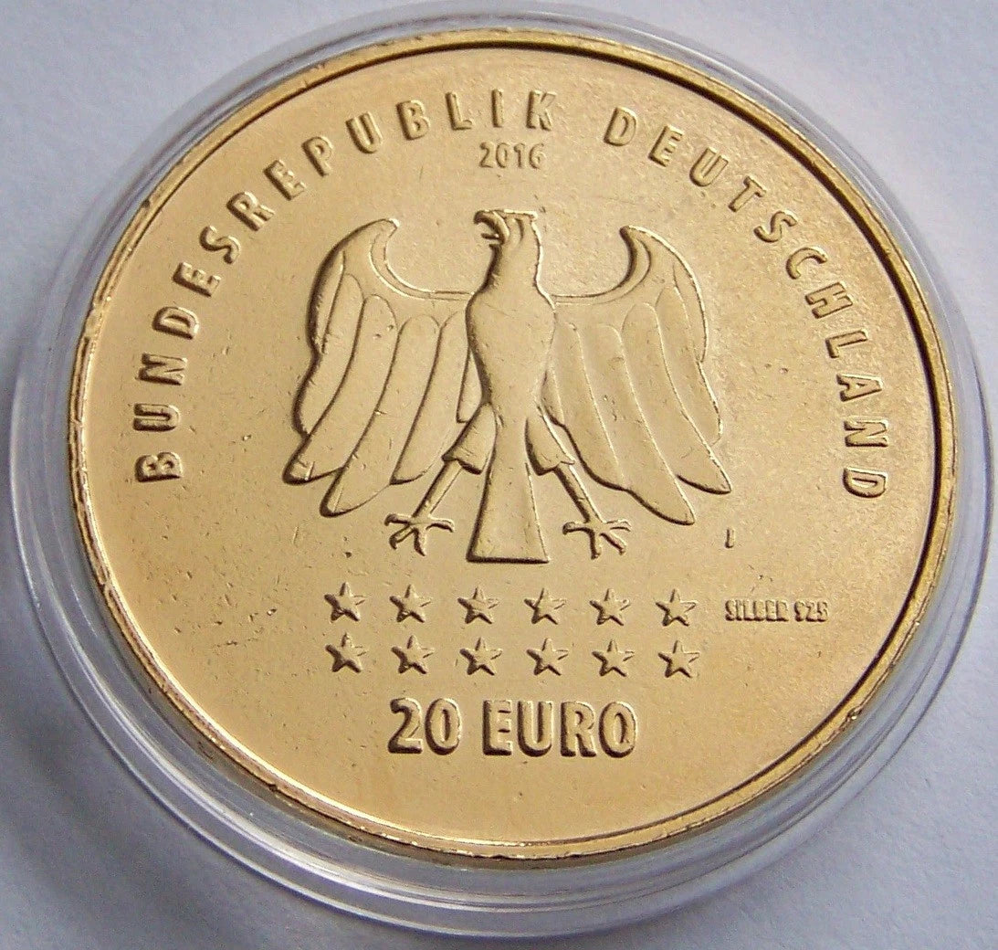 20 Euro Silbermünze - BRD - 175 Jahre Deutschlandlied 2016 - vergoldet