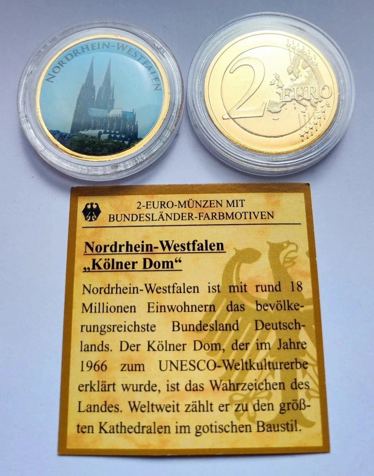 16 x 2 Euro Münzen - DIE 16 DEUTSCHEN BUNDESLÄNDER - KOLORIERT & VERGOLDET