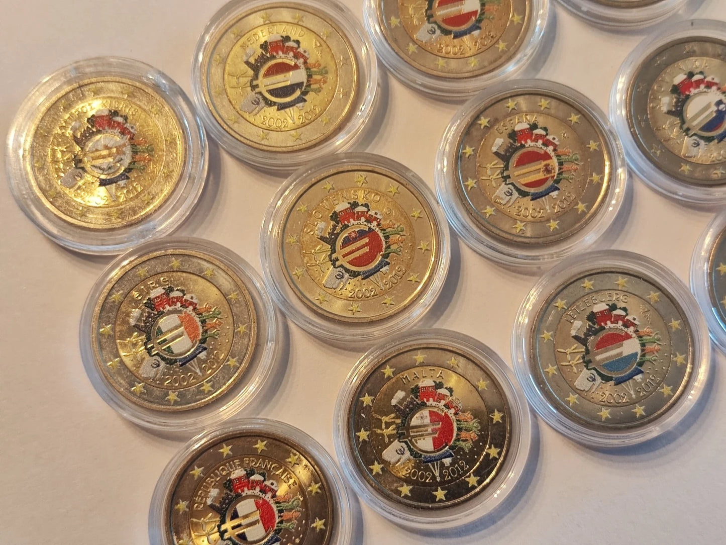 15 x 2 Euro Münze - Europa -10 Jahre Bargeld 2012 - koloriert
