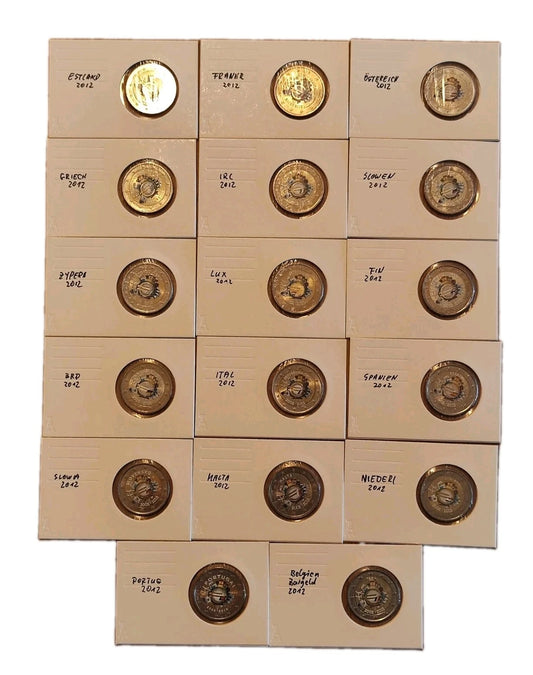 17 x 2 Euro Münze - Gemeinschaftsausgaben / 10 Jahre Bargeld - 2012 - koloriert