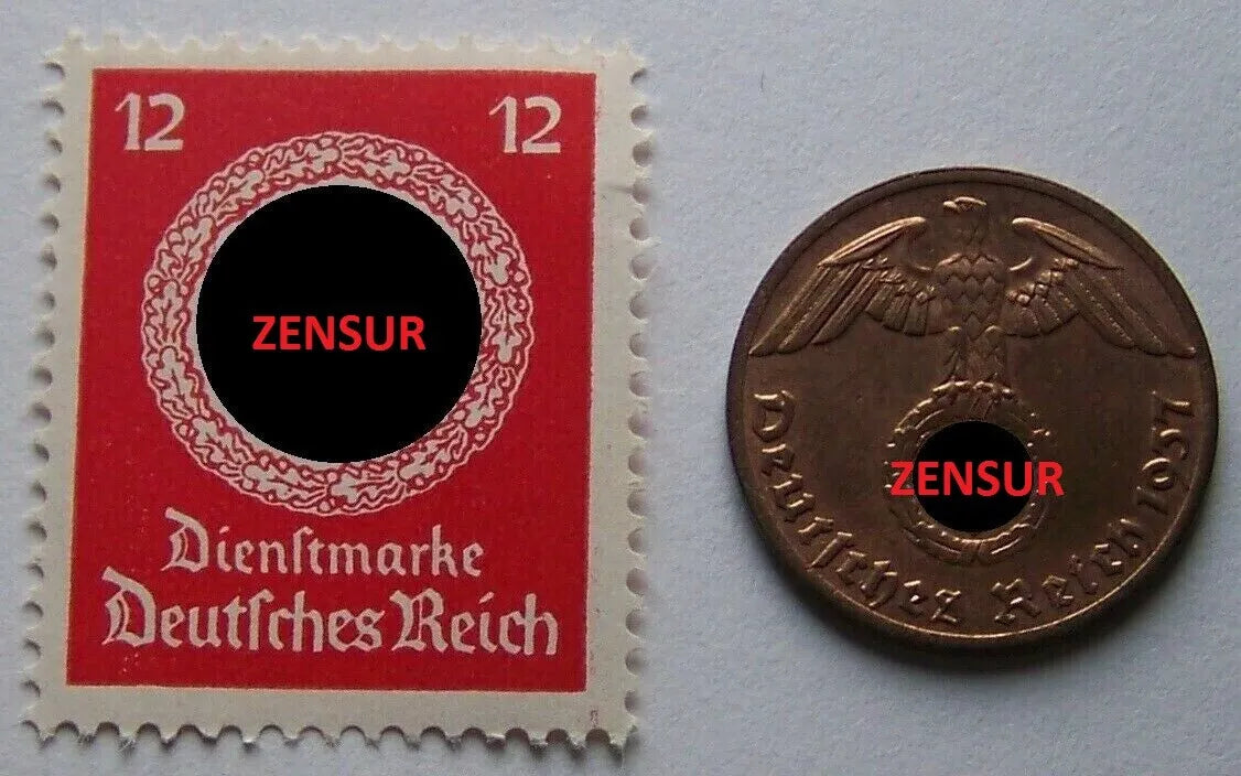 BRIEFMARKE + MÜNZE - DEUTSCHES REICH
