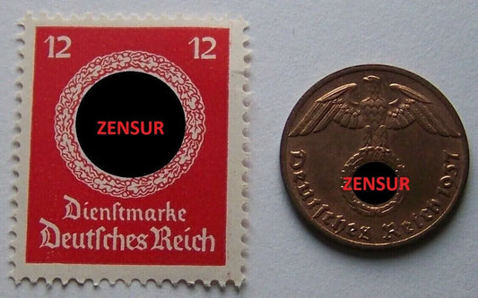 BRIEFMARKE + MÜNZE - DEUTSCHES REICH