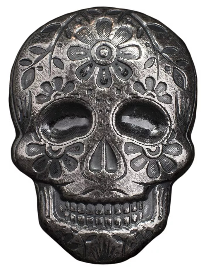 2 UNZEN 999 SILBER - TOTENKOPF / MEXIKO / ZUCKERKOPF - ANTIK FINISH - SILBERBARREN