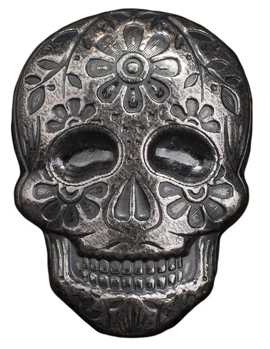 2 UNZEN 999 SILBER - TOTENKOPF / MEXIKO / ZUCKERKOPF - ANTIK FINISH - SILBERBARREN