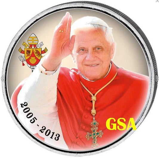 2 Euro Münze - Vatikan - Papst Benedikt XVI. - koloriert