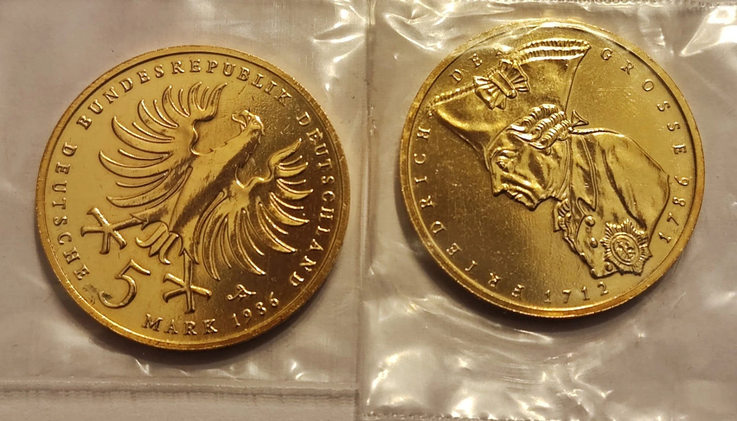 10 X 5 DM MÜNZE - 24 KARAT VERGOLDET