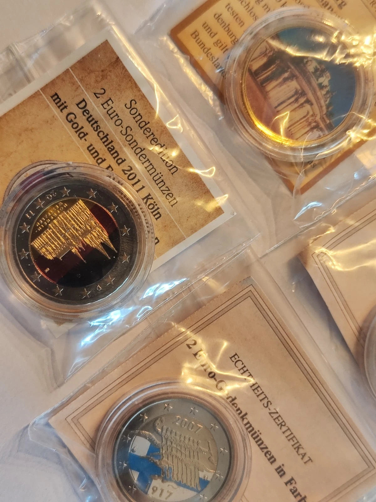6 x 2 Euro Münze - Europa - koloriert