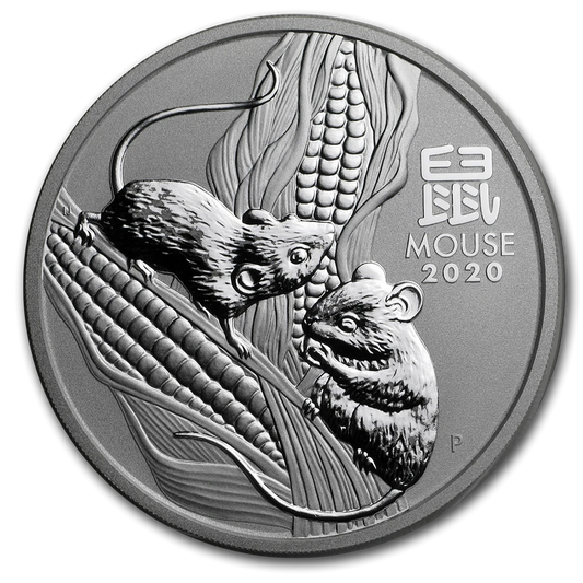 1/2 UNZE SILBER - LUNAR MAUS 2020 - SILBERMÜNZE