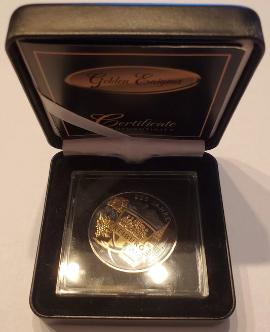 20 Euro Silbermünze - BRD - 900 Jahre Freiburg 2020 - mit Ruthenium & Gold veredelt