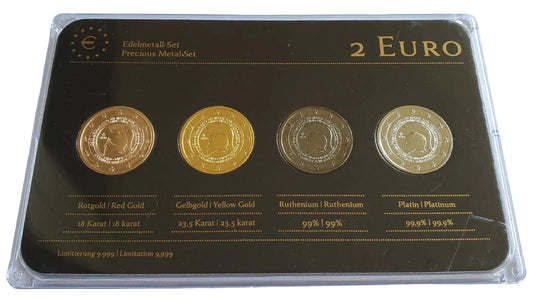 5 x 2 Euro Münzen Set - Griechenland 2020 - 2500 Jahre Thermopylen Leonidas - Platin / Rotgold / Ruthenium / Gold