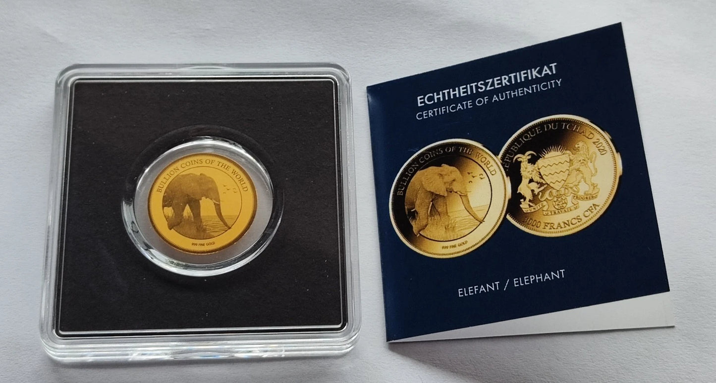 1/500 UNZE GOLD - AFRIKA ELEFANT - GOLDMÜNZE