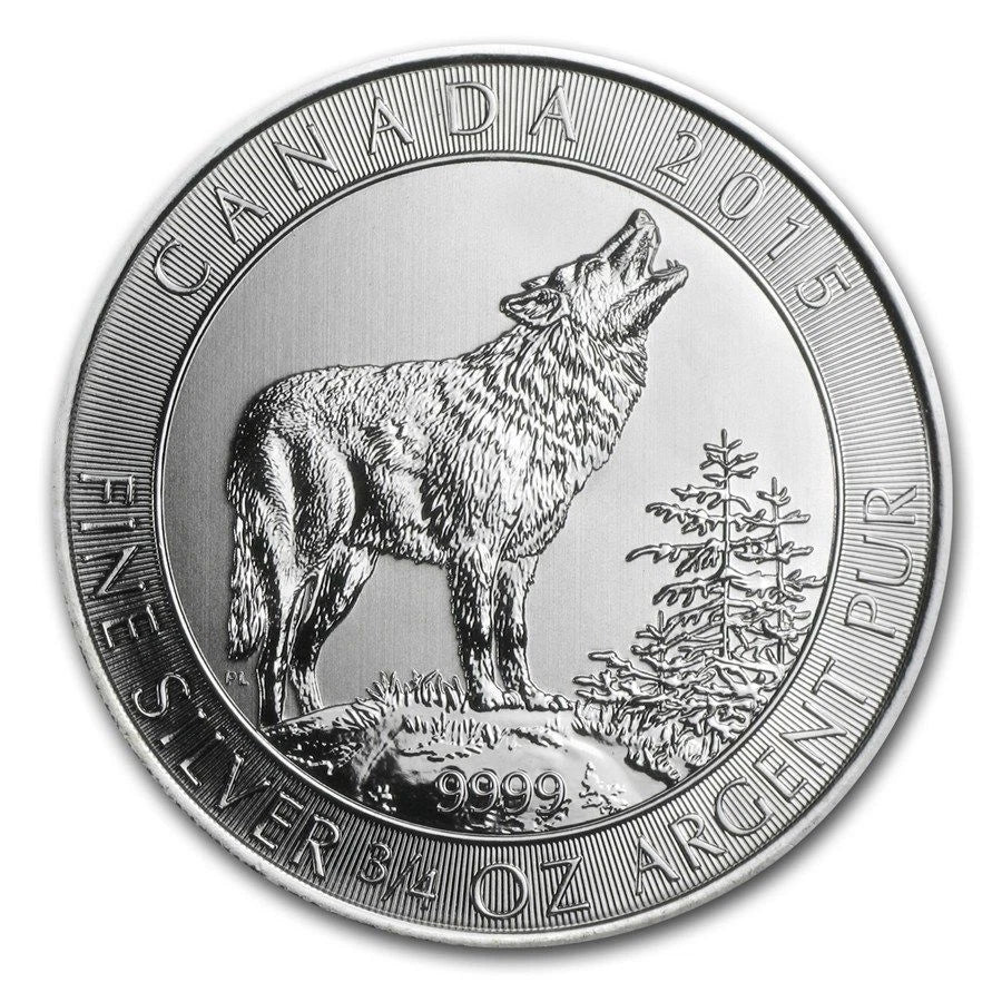 3/4 UNZE SILBER - KANADA HEULENDER WOLF 2015 - SILBERMÜNZE