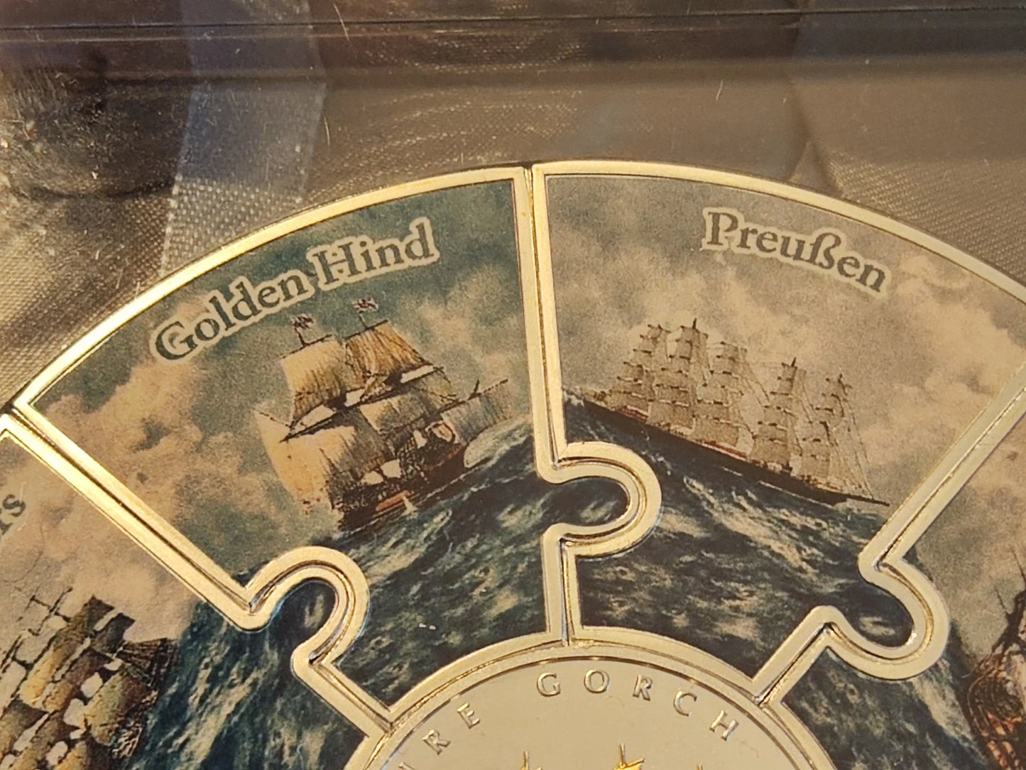 XXL PUZZLE MEDAILLE + 10 EURO SILBERMÜNZE 50 JAHRE SCHIFF GORCH FOCK 2008 - KOLORIERT & VERGOLDET