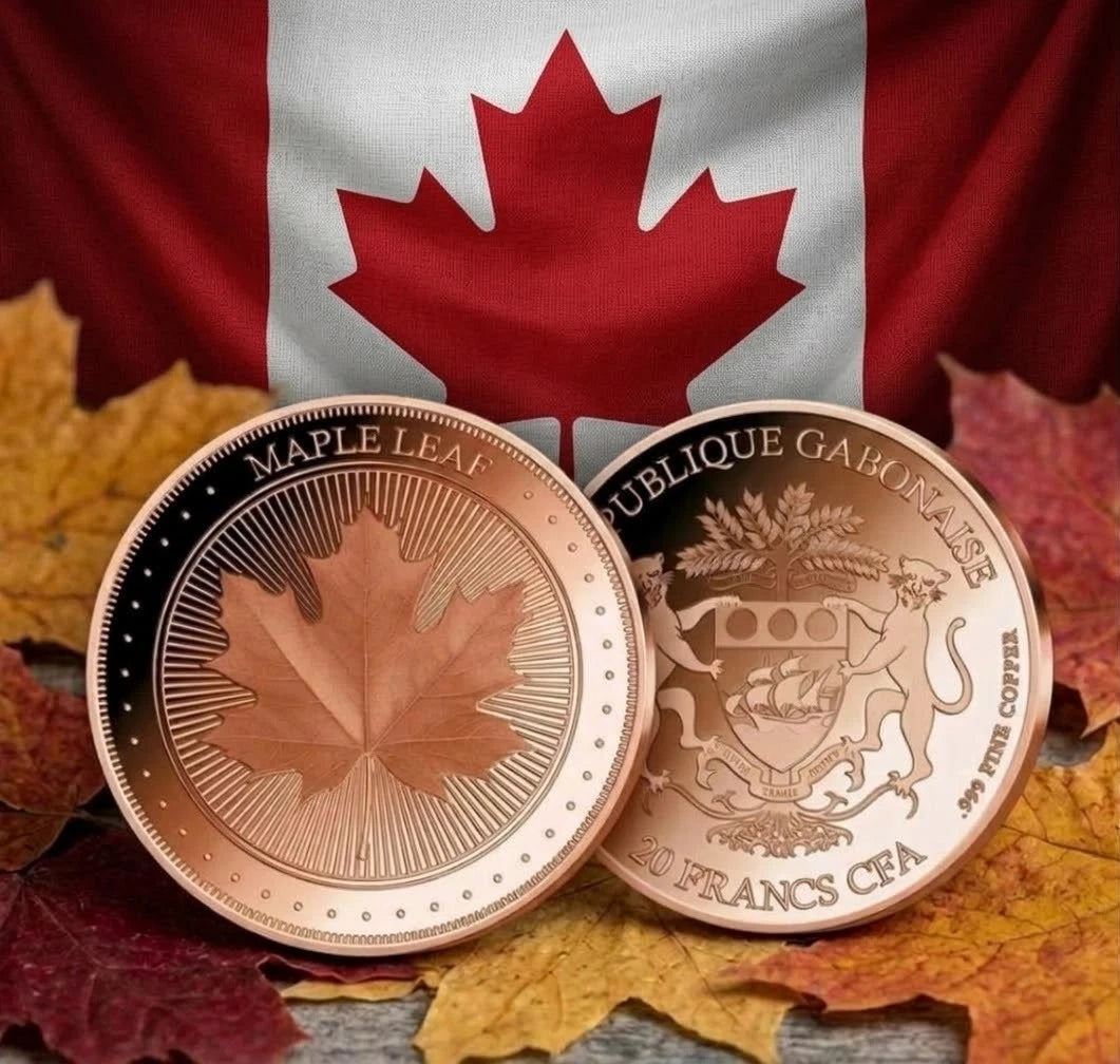1 UNZE KUPFER - MÜNZE - KANADA MAPLE LEAF - KUPFERBARREN