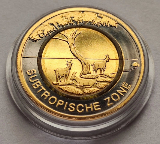 5 Euro Münze - Subtropische Zone 2017 - Polymerring - mit Rhodium und Gold veredelt