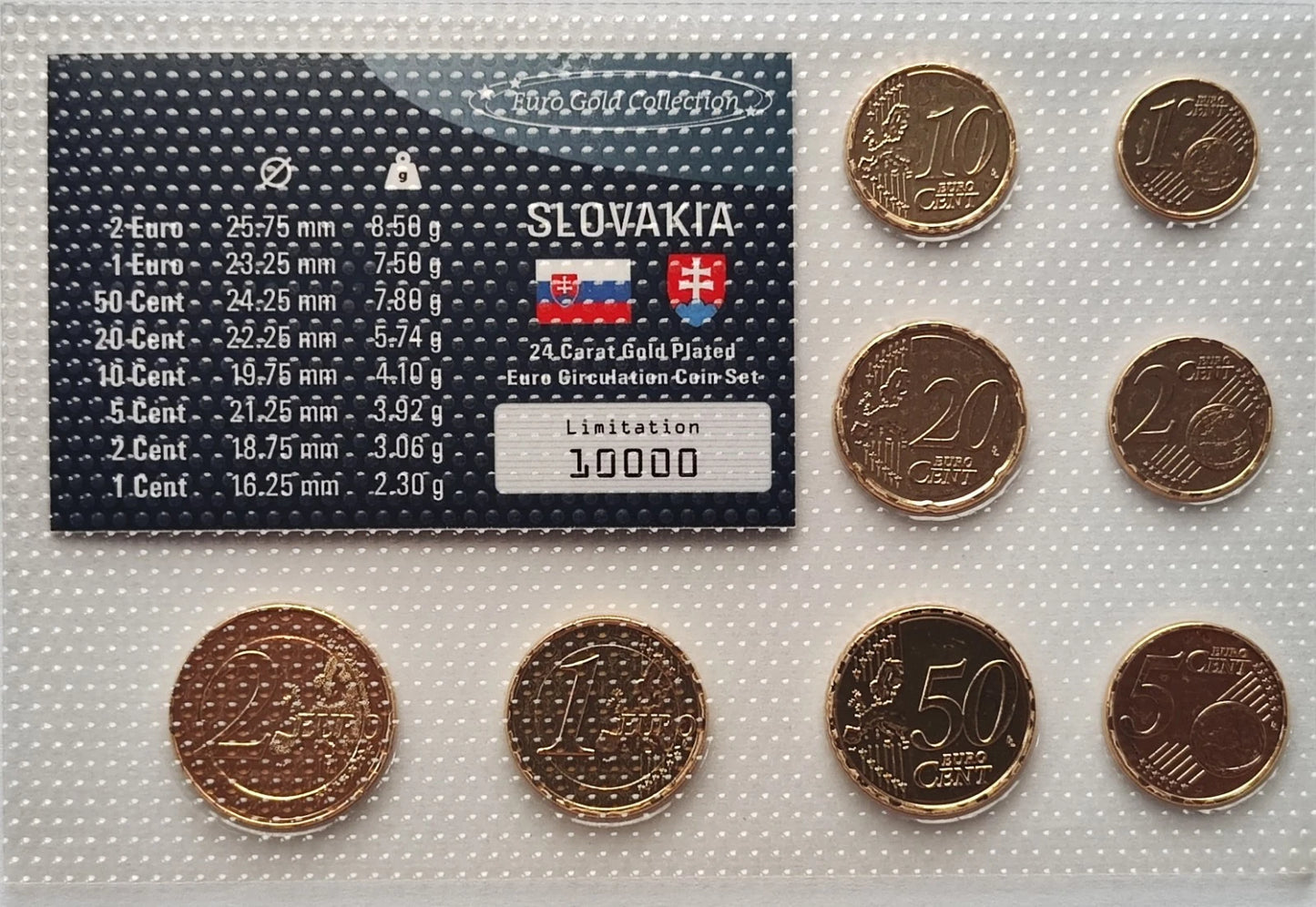 Euro KMS Kursmünzensatz - Slowakei - komplett Satz - vergoldet