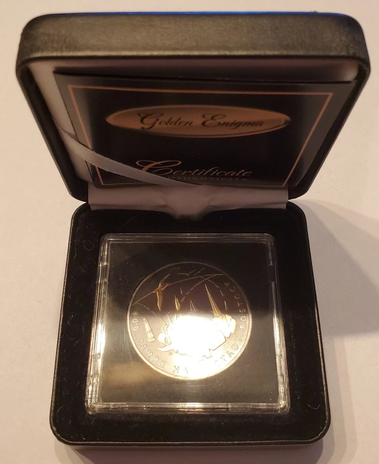 20 Euro Silbermünze - BRD - 800 Jahre Hansestadt Rostock 2018 - mit Ruthenium & Gold veredelt