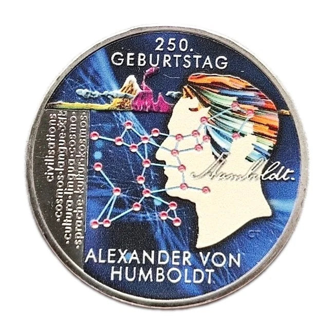 20 Euro Silbermünze - BRD - 250. Geburtstag Alexander von Humboldt 2019 - koloriert