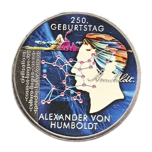 20 Euro Silbermünze - BRD - 250. Geburtstag Alexander von Humboldt 2019 - koloriert