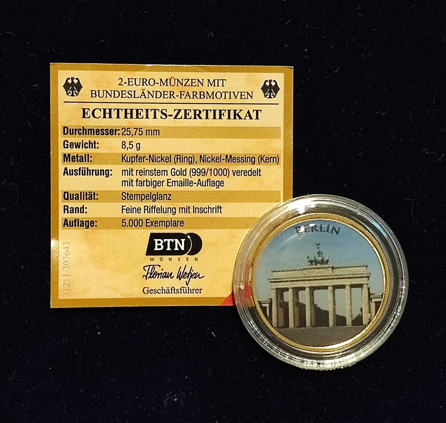 18 x 2 Euro Münzen - DIE 16 DEUTSCHEN BUNDESLÄNDER - KOLORIERT & VERGOLDET