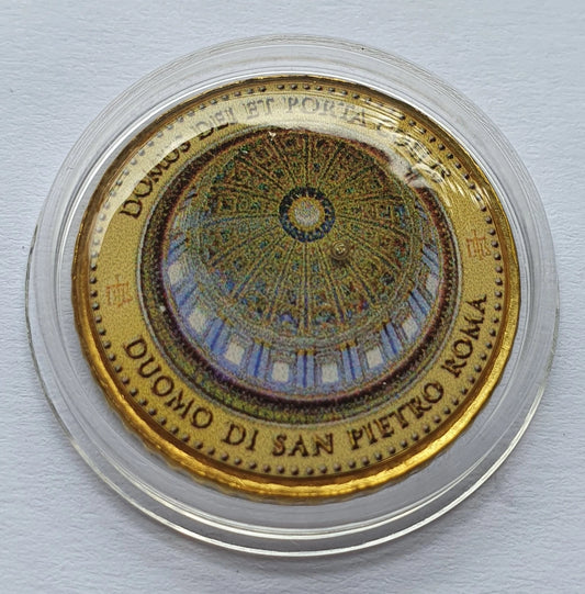50 Euro Cent Münze - Vatikan - Papst Benedikt XVI / Petersdom - koloriert