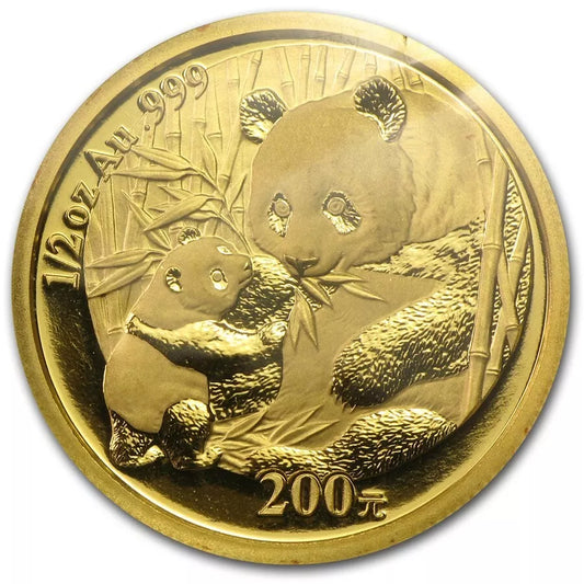 1/2 UNZE 999 GOLD - CHINA PANDA BÄR 2005 - GOLDMÜNZE