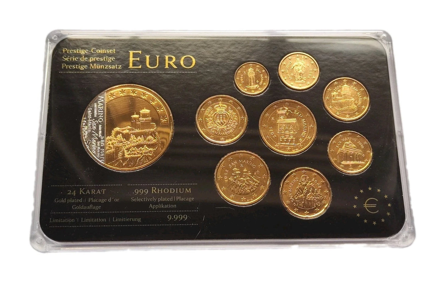 ORIGINAL EURO KMS MÜNZEN - SAN MARINO GEMISCHTER JAHRGAGNG - 24 KARAT VERGOLDET