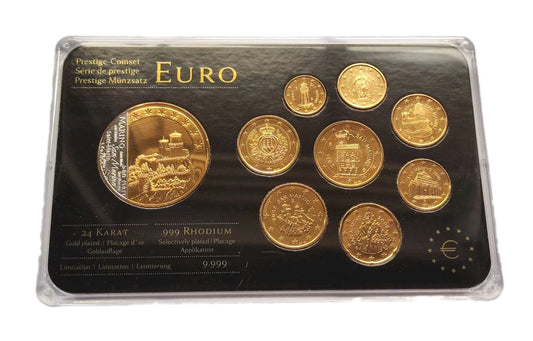 ORIGINAL EURO KMS MÜNZEN - SAN MARINO GEMISCHTER JAHRGAGNG - 24 KARAT VERGOLDET