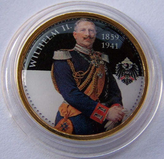 2 EURO MÜNZE - KAISER WILHELM II. - VERGOLDET & KOLORIERT