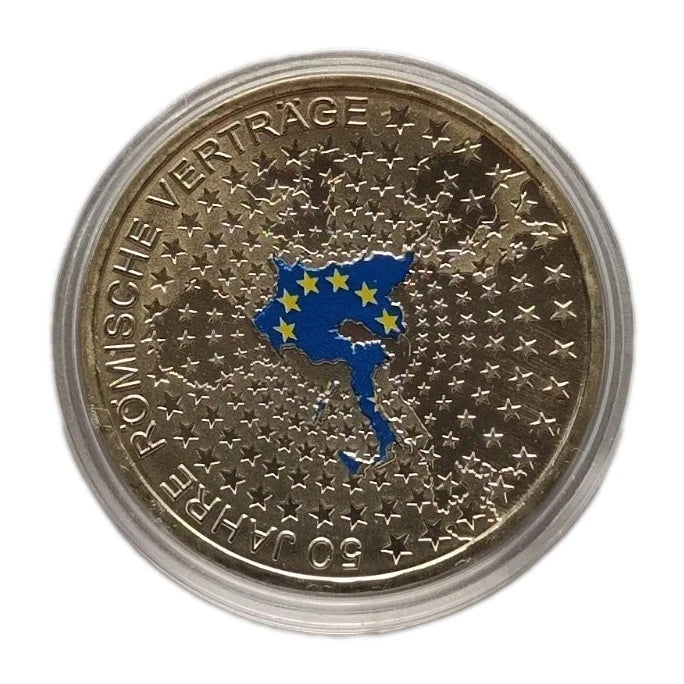 10 Euro Silbermünze - BRD - 50 Jahre Römische Verträge 2007 - koloriert