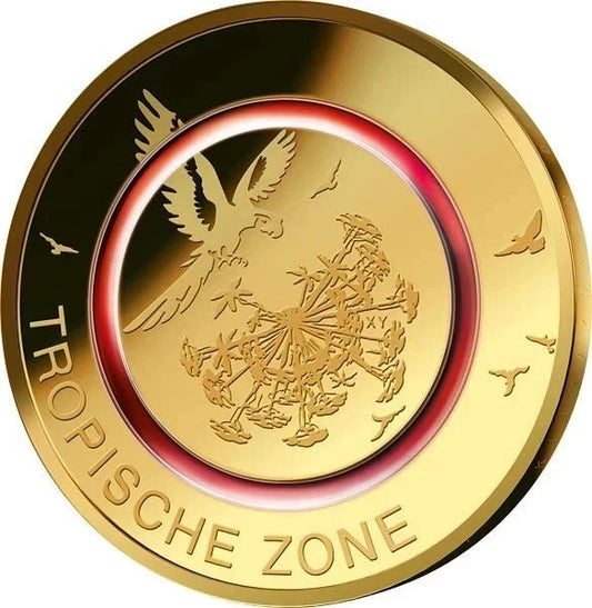 5 EURO MÜNZE - TROPISCHE ZONE 2017  - POLYMERRING - VERGOLDET