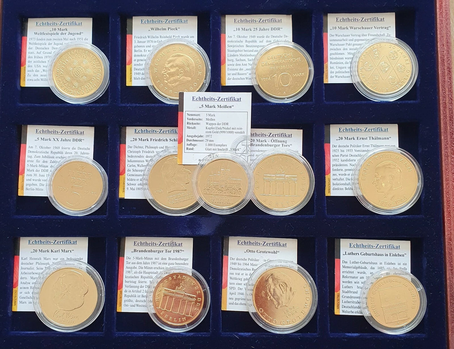 52 DDR Mark Münzen - 24 Karat Gold vergoldet