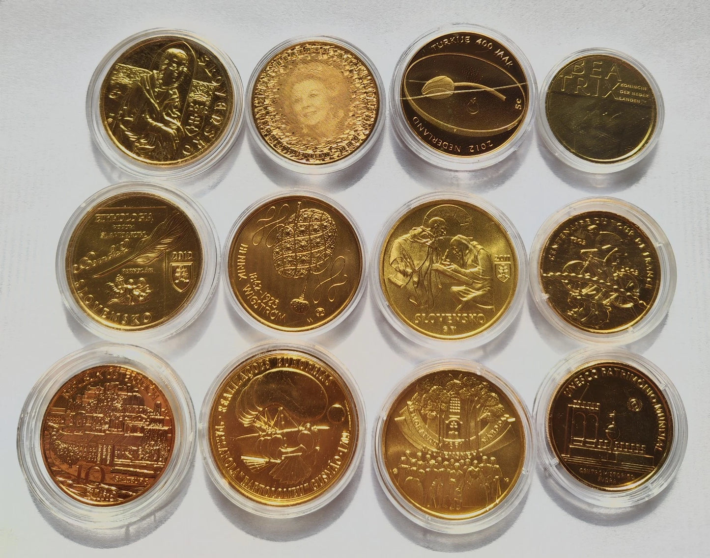 Diverse Euro Silbermünzen - Europa - 24 Karat vergoldet - schöne Sammlung
