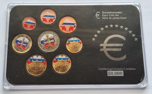 Euro KMS Kursmünzensatz - Slowakei - komplett Satz - koloriert