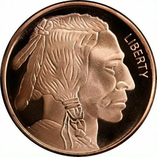 1 UNZE 999 KUPFER - USA INDIAN HEAD / BUFFO - KUPFERBARREN