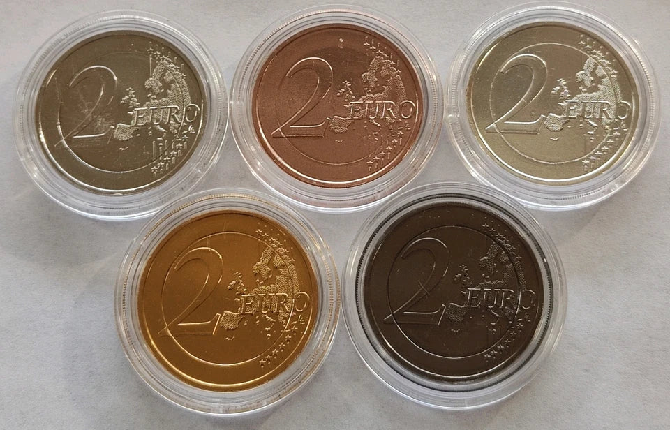 5 x 2 Euro Münzen Set - BRD Bundesrat 2019 - Silber / Platin / Rotgold / Ruthenium / Gold