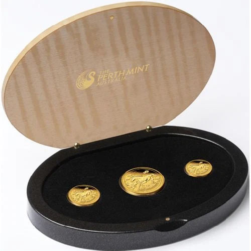 LUNAR PFERD SET 2014 - 1 + 1/4 + 1/10 UNZE GOLD - PROOF - GOLDMÜNZE