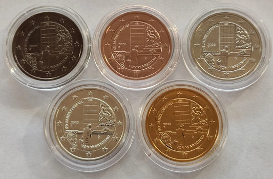 5 x 2 Euro Münzen Set - BRD - 50 Jahre Kniefall von Warschau 2020 - Silber / Platin / Rotgold / Ruthenium / Gold (Kopie) (Kopie)