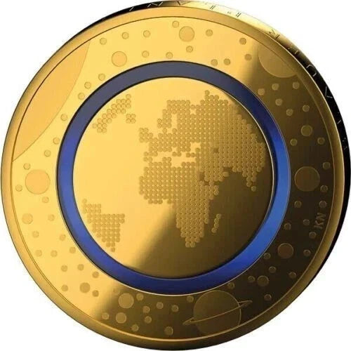 5 EURO MÜNZE - PLANET ERDE 2016 - POLYMERRING - VERGOLDET