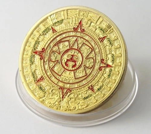 MEDAILLE - MAYA KALENDER / AZTEKEN / SONNENSCHEIBE - KOLORIERT