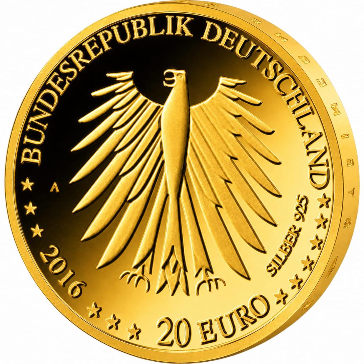 20 Euro Silbermünze - BRD - Grimms Märchen Rotkäppchen 2016 - vergoldet