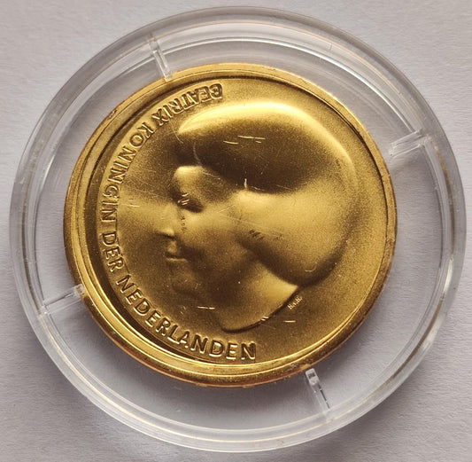10 Euro Münze - Niederlande - Königliche Hochzeit von Willem-Alexander und Maxima 2002 - 24 Karat vergoldet