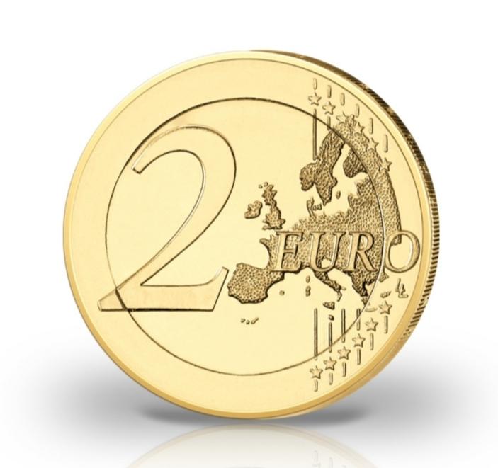 2 Euro Münze - Vatikan -  Papst Benedikt XVI. - koloriert & vergoldet